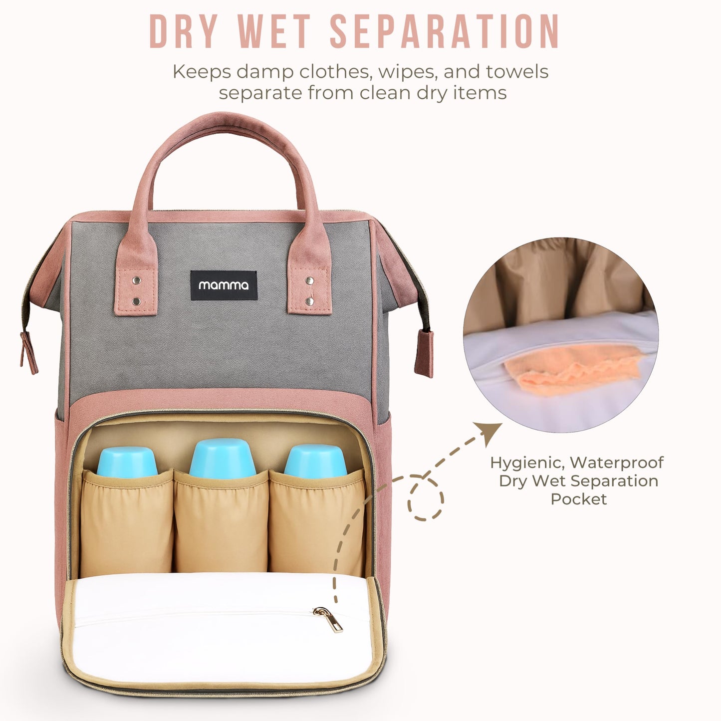 MAMMA Diaper Bag for Mothers for Travel, Baby Bag for Mother Travel, Hospital Bag for Delivery Women, Baby Diaper Bag for Mom, 12 Pockets Diaper Bags for Mothers with 9 Months Warranty